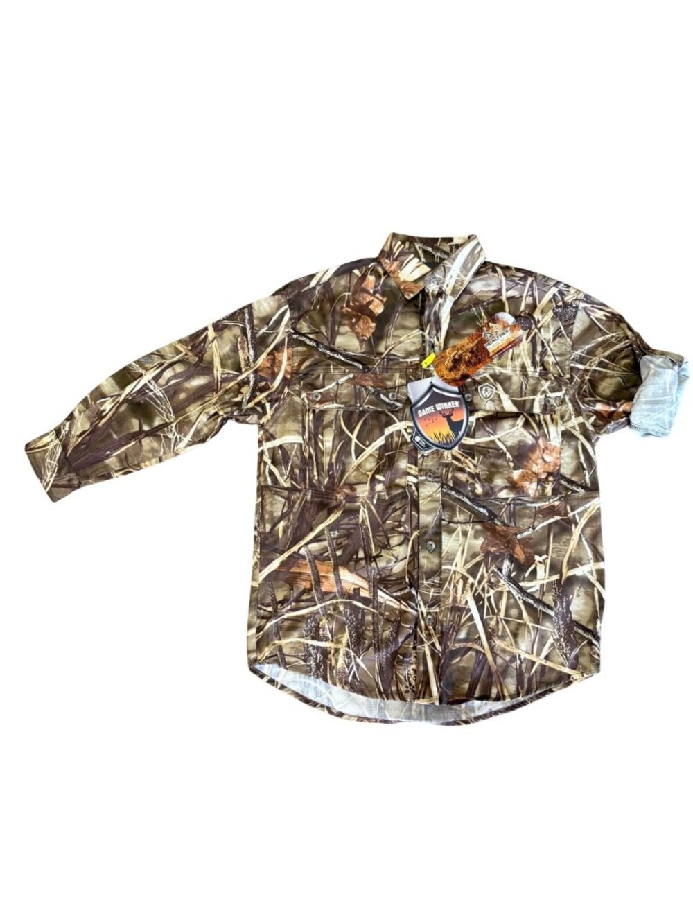 Game Winner L Youth Realtree Camouflage Adjustable Sleeve Shirt Button-Up